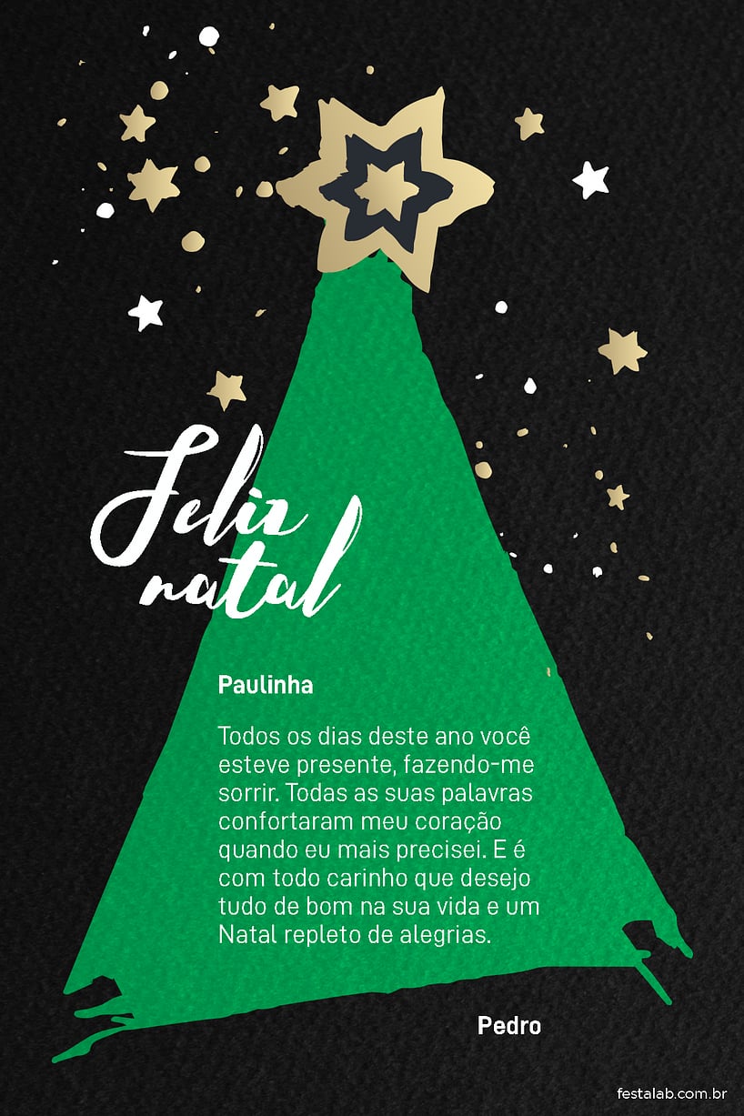Crie seu Cartão de Ocasiões especiais - Árvore com Estrelas Douradas com a Festalab