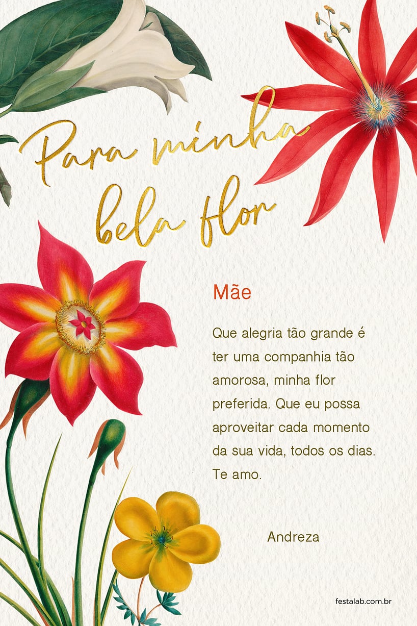 Crie seu Cartão de Ocasiões especiais - Minha bela flor com a Festalab