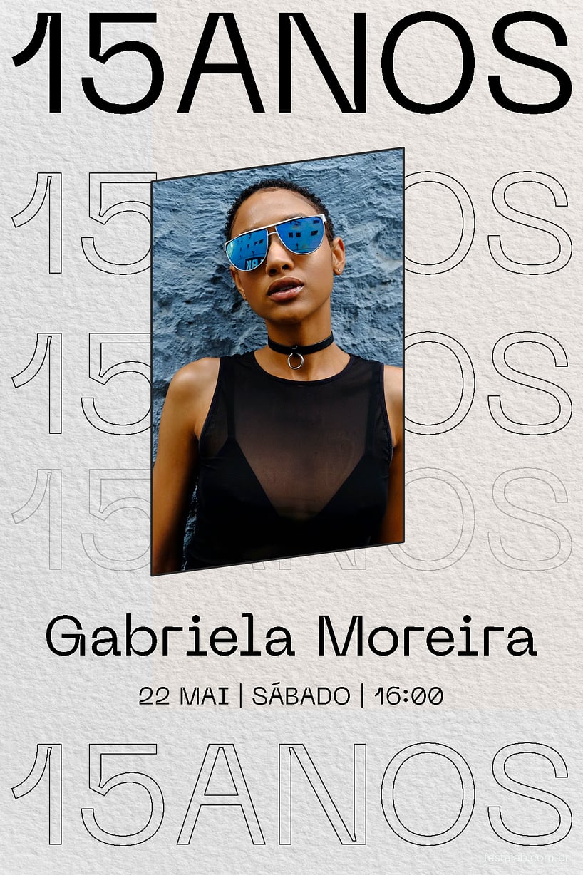Modelo de Convite de Aniversario de 15 anos - 15 Anos Moderno Criar convite de Aniversário de 15 anos - 15 Anos Moderno| FestaLab