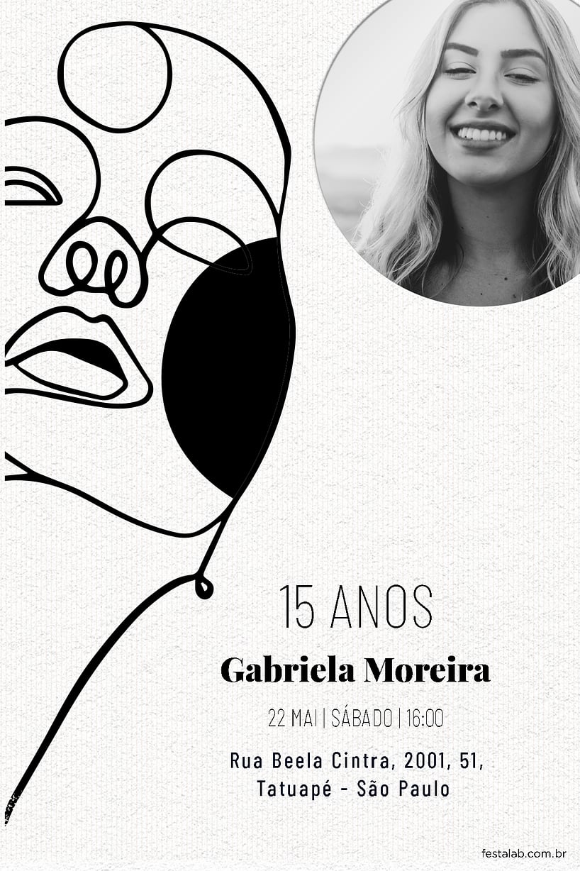 Modelo de Convite de Aniversario de 15 anos - 15 ANOS LINHAS Criar convite de Aniversário de 15 anos - 15 ANOS LINHAS| FestaLab