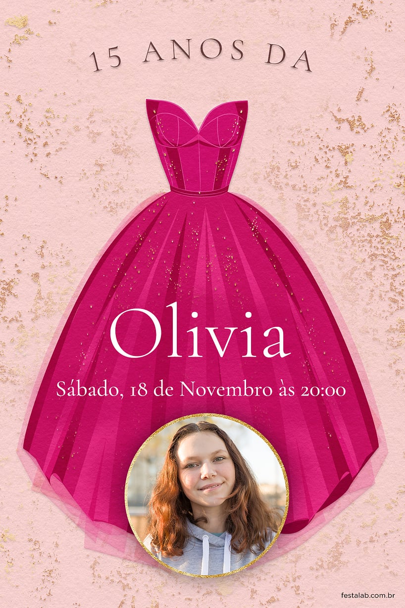 Modelo de Convite de Aniversario de 15 anos - Aos 15 anos Criar convite de Aniversário de 15 anos - Aos 15 anos| FestaLab