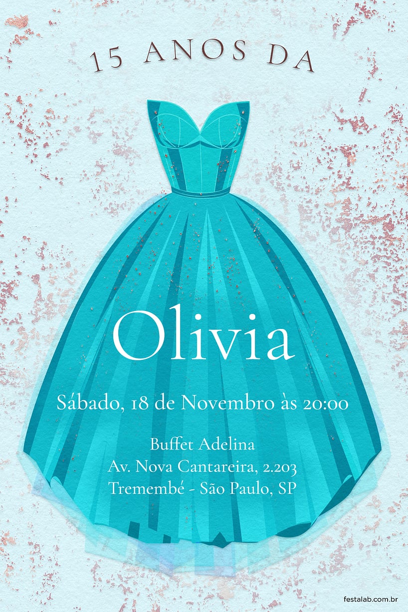 Modelo de Convite de Aniversario de 15 anos - Aos 15 anos Criar convite de Aniversário de 15 anos - Aos 15 anos| FestaLab