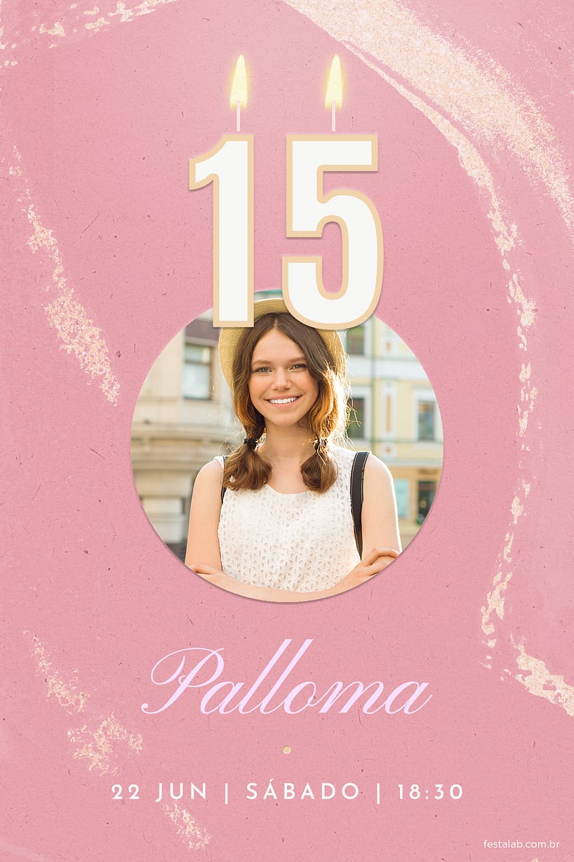 Modelo de Convite de Aniversario de 15 anos - Bolo de 15 anos Criar convite de Aniversário de 15 anos - Bolo de 15 anos| FestaLab