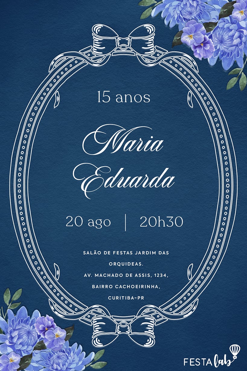 Modelo de Convite de Aniversario de 15 anos - Espelho Provencal Criar convite de Aniversário de 15 anos - Espelho Provençal| FestaLab