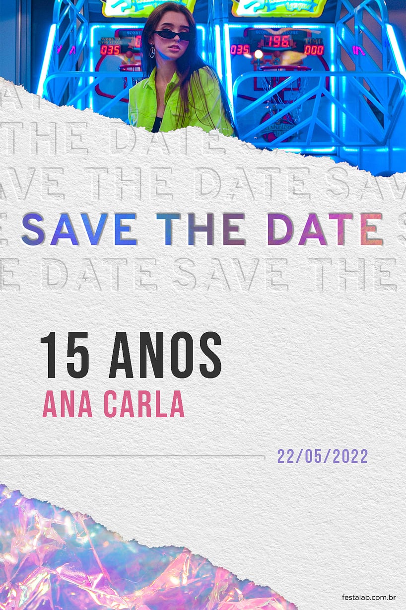 Modelo de Convite de Aniversario de 15 anos - Estilo Holografico Rosa Criar convite de Aniversário de 15 anos - Estilo Holográfico Rosa| FestaLab