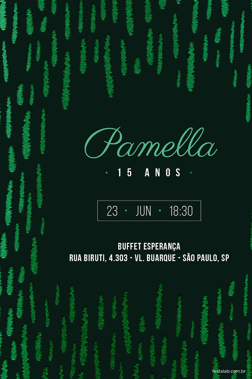 Modelo de Convite de Aniversario de 15 anos - Metalizado Verde Criar convite de Aniversário de 15 anos - Metalizado Verde| FestaLab