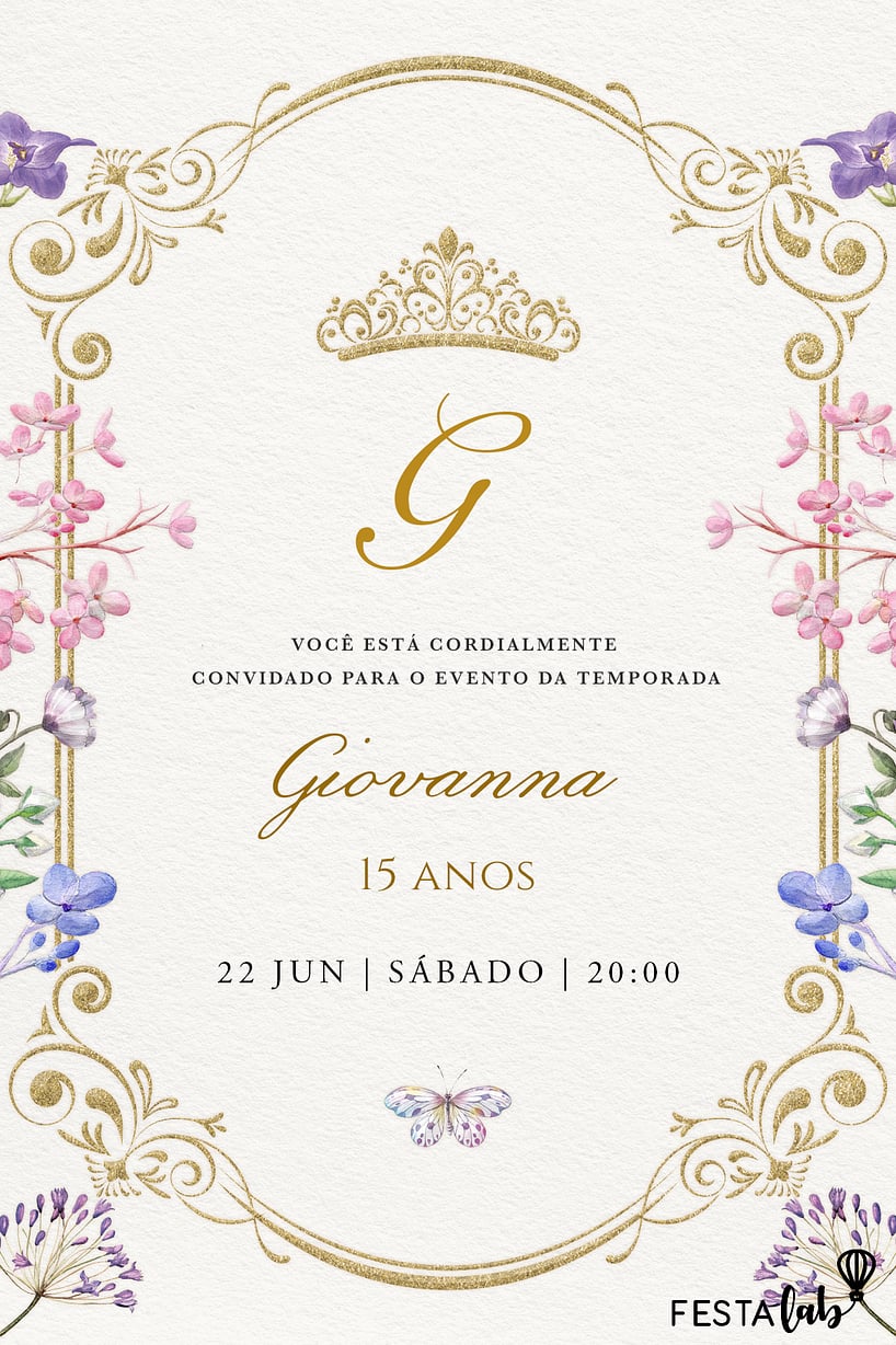 Modelo de Convite de Aniversario de 15 anos - Uma Noite Encantada Criar convite de Aniversário de 15 anos - Uma Noite Encantada| FestaLab