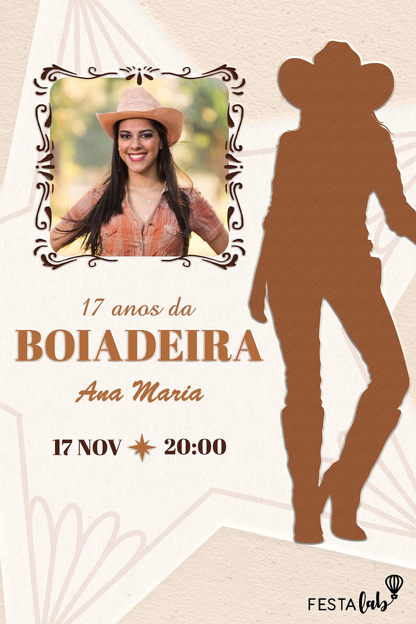 Criar convite de aniversário - A Boiadeira| FestaLab