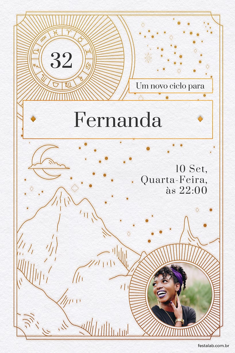 Modelo de Convite de Aniversario Adulto - Astrologia Criar convite de aniversário - Astrologia| FestaLab