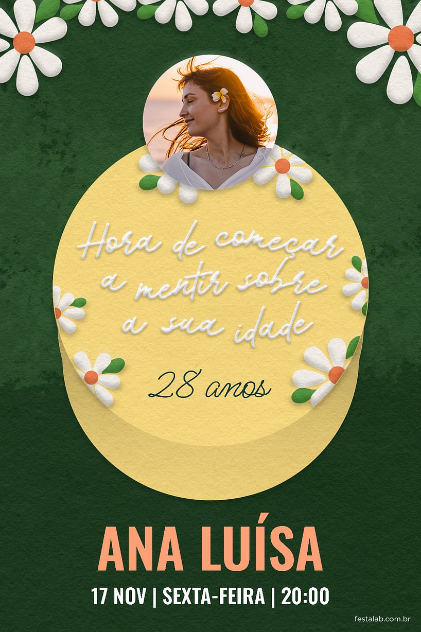 Modelo de Convite de Aniversario Adulto - Cake amarelo Criar convite de aniversário - Cake amarelo| FestaLab