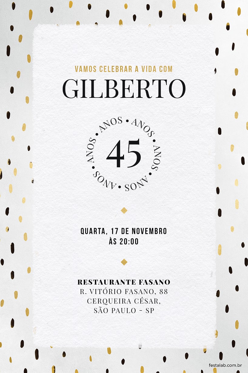 Modelo de Convite de Aniversario Adulto - Black and White Criar convite de aniversário - Black and White| FestaLab
