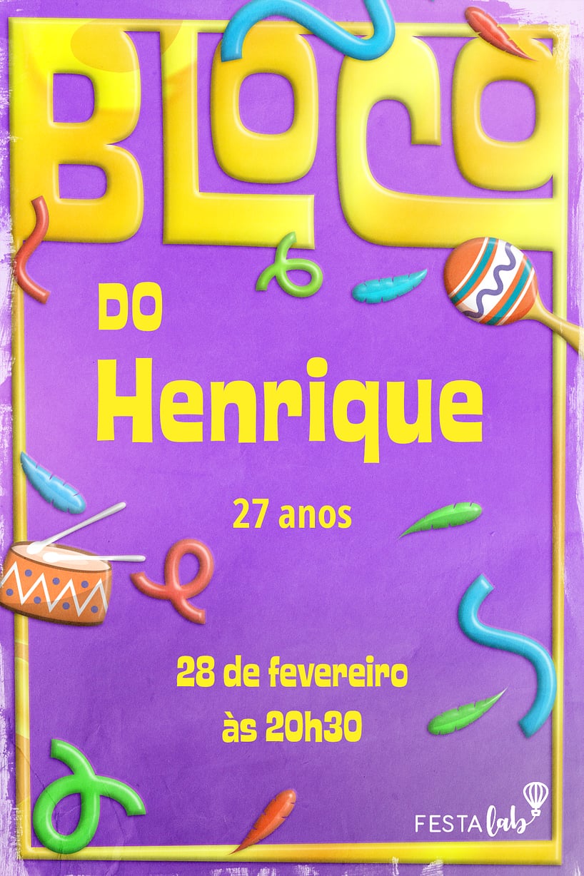 Modelo de Convite de Aniversario Adulto - Bloco de aniversario Criar convite de aniversário - Bloco de aniversário| FestaLab