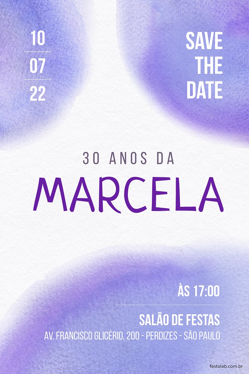 Modelo de Convite de Aniversario Adulto - Blush Criar convite de aniversário - Blush| FestaLab