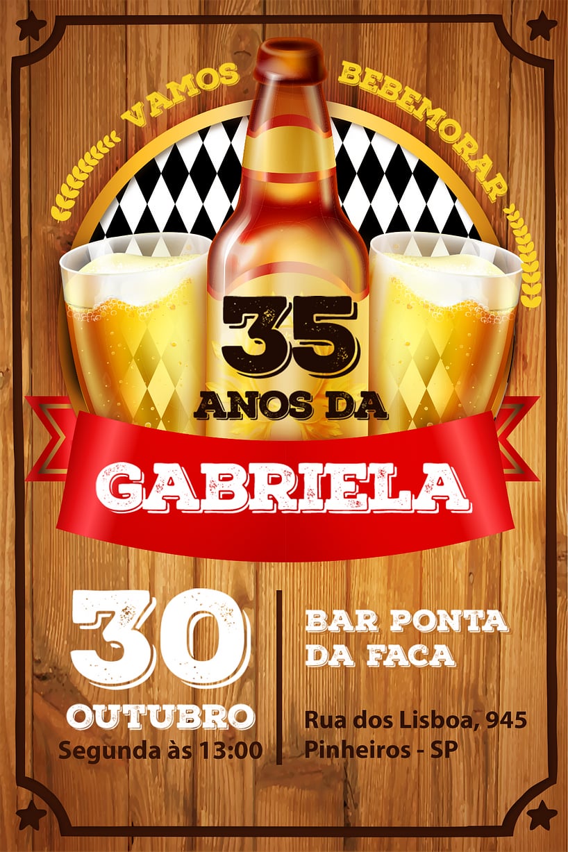 Modelo de Convite de Aniversario Adulto - Boteco Cerveja Criar convite de aniversário - Boteco Cerveja| FestaLab