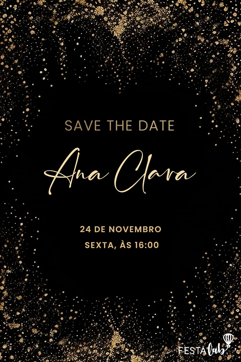 Modelo de Convite de Aniversario Adulto - Brilho Noturno Criar convite de aniversário - Brilho Noturno| FestaLab