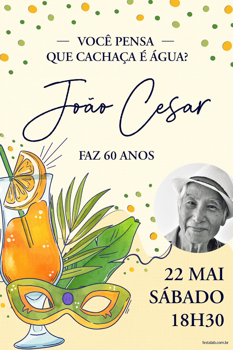 Modelo de Convite de Aniversario Adulto - Carnaval de Agua Criar convite de aniversário - Carnaval de Água| FestaLab