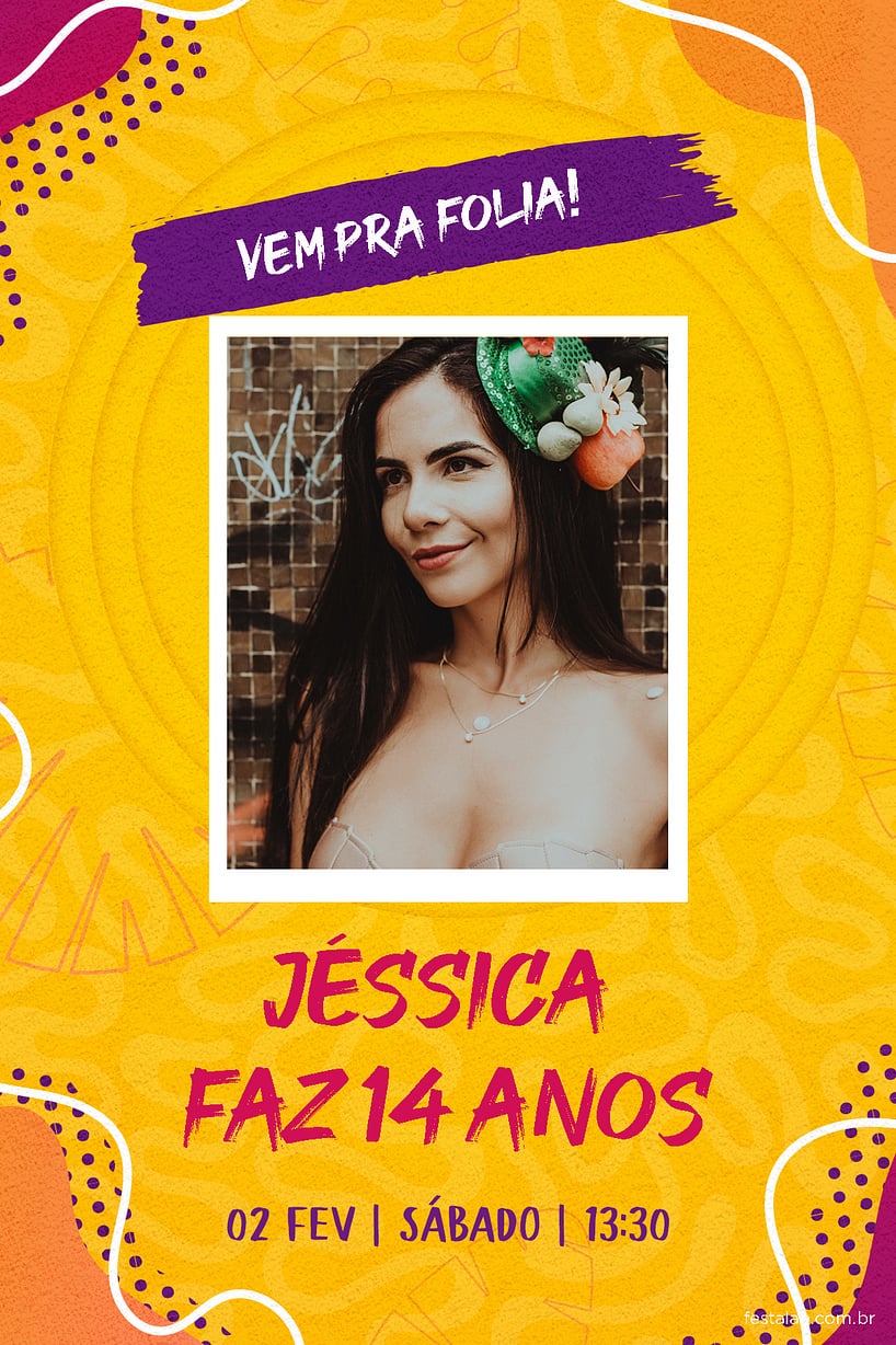 Modelo de Convite de Aniversario Adulto - Carnaval Bloco Criar convite de aniversário - Carnaval Bloco| FestaLab