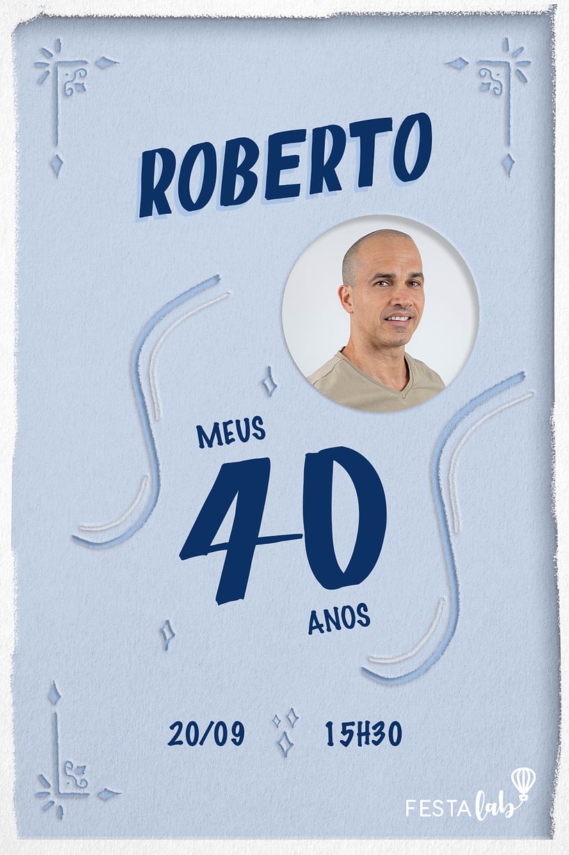 Modelo de Convite de Aniversario Adulto - Cartaz de festa azul Criar convite de aniversário - Cartaz de festa azul| FestaLab