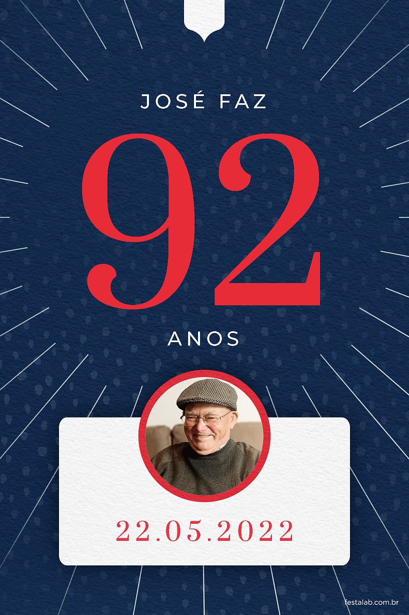 Modelo de Convite de Aniversario Adulto - Classico Azul e Vermelho Criar convite de aniversário - Classico Azul e Vermelho| FestaLab