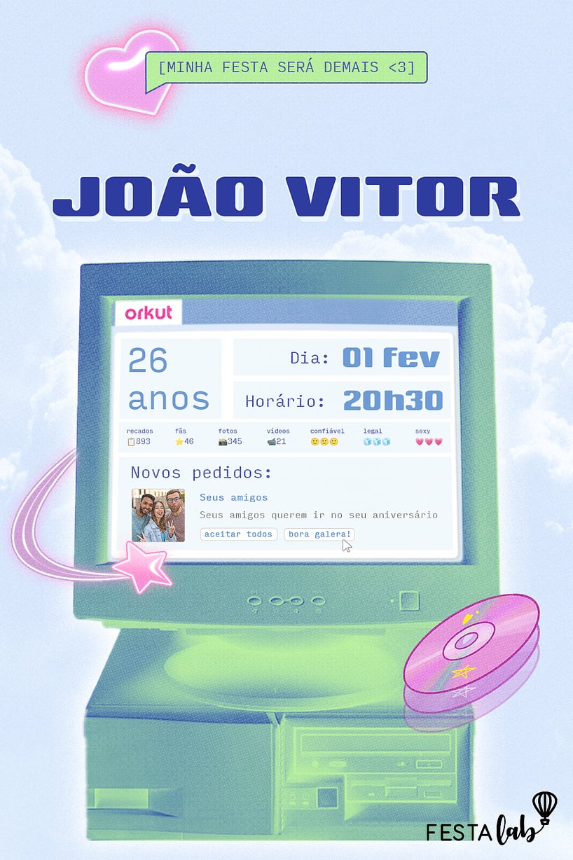 Modelo de Convite de Aniversario Adulto - Convite Orkut Criar convite de aniversário - Convite Orkut| FestaLab