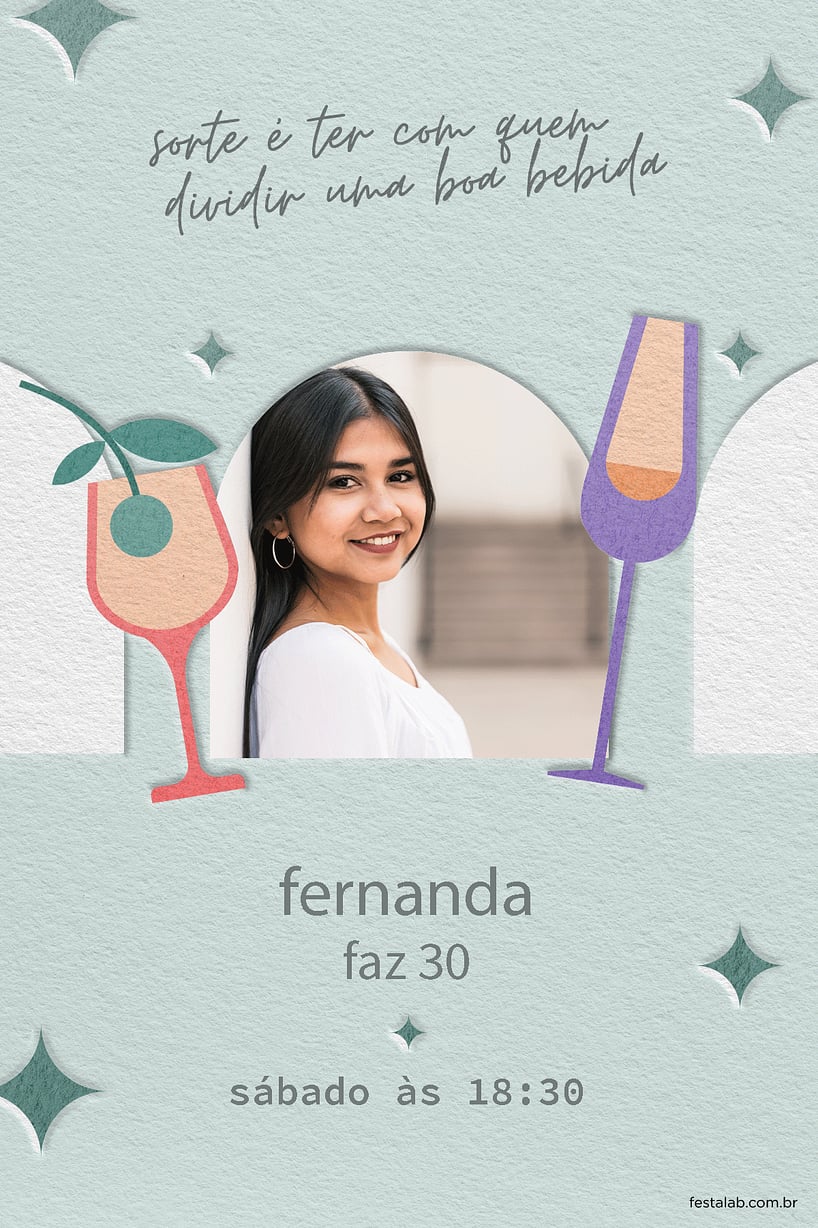 Modelo de Convite de Aniversario Adulto - Dia do drink Criar convite de aniversário - Dia do drink| FestaLab