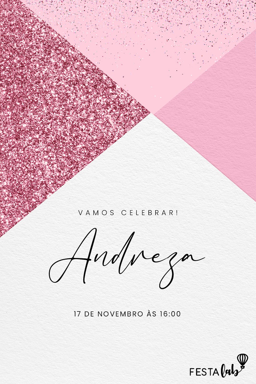 Modelo de Convite de Aniversario Adulto - Elega?ncia Cintilante Criar convite de aniversário - Elegância Cintilante| FestaLab