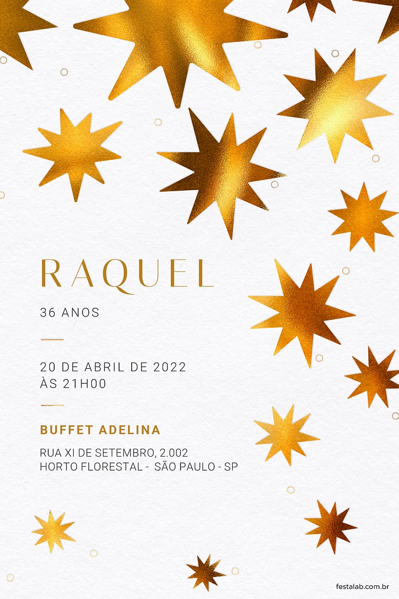 Modelo de Convite de Aniversario Adulto - Estrelado Criar convite de aniversário - Estrelado| FestaLab