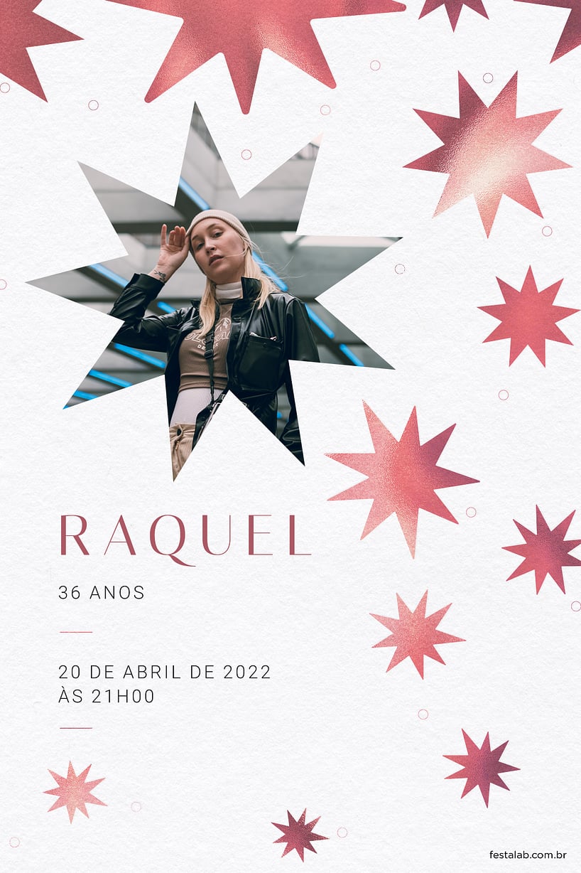 Modelo de Convite de Aniversario Adulto - Estrelado Vermelho Criar convite de aniversário - Estrelado Vermelho| FestaLab