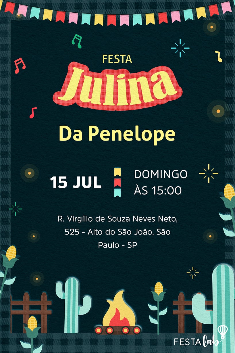 Modelo de Convite de Aniversario Adulto - Festa Julina Criar convite de aniversário - Festa Julina| FestaLab