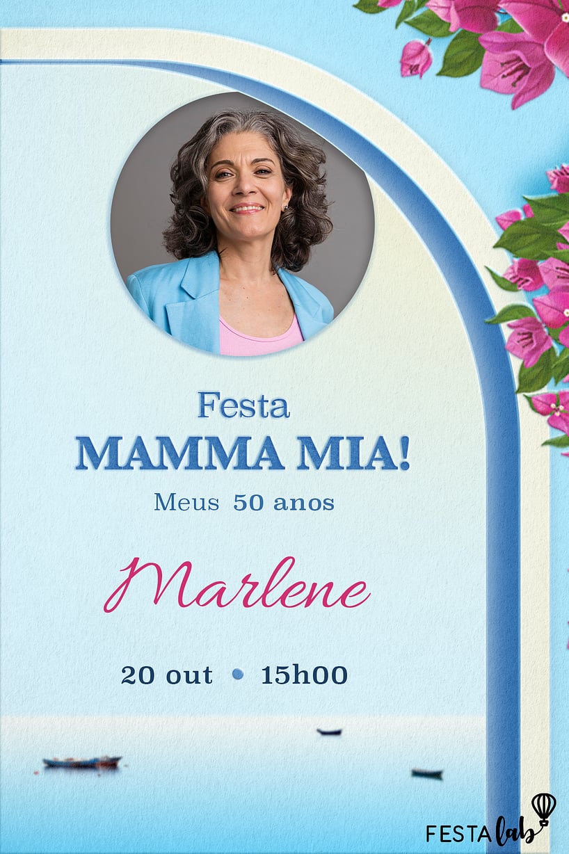 Modelo de Convite de Aniversario Adulto - Festa Mamma Mia! Criar convite de aniversário - Festa Mamma Mia!| FestaLab