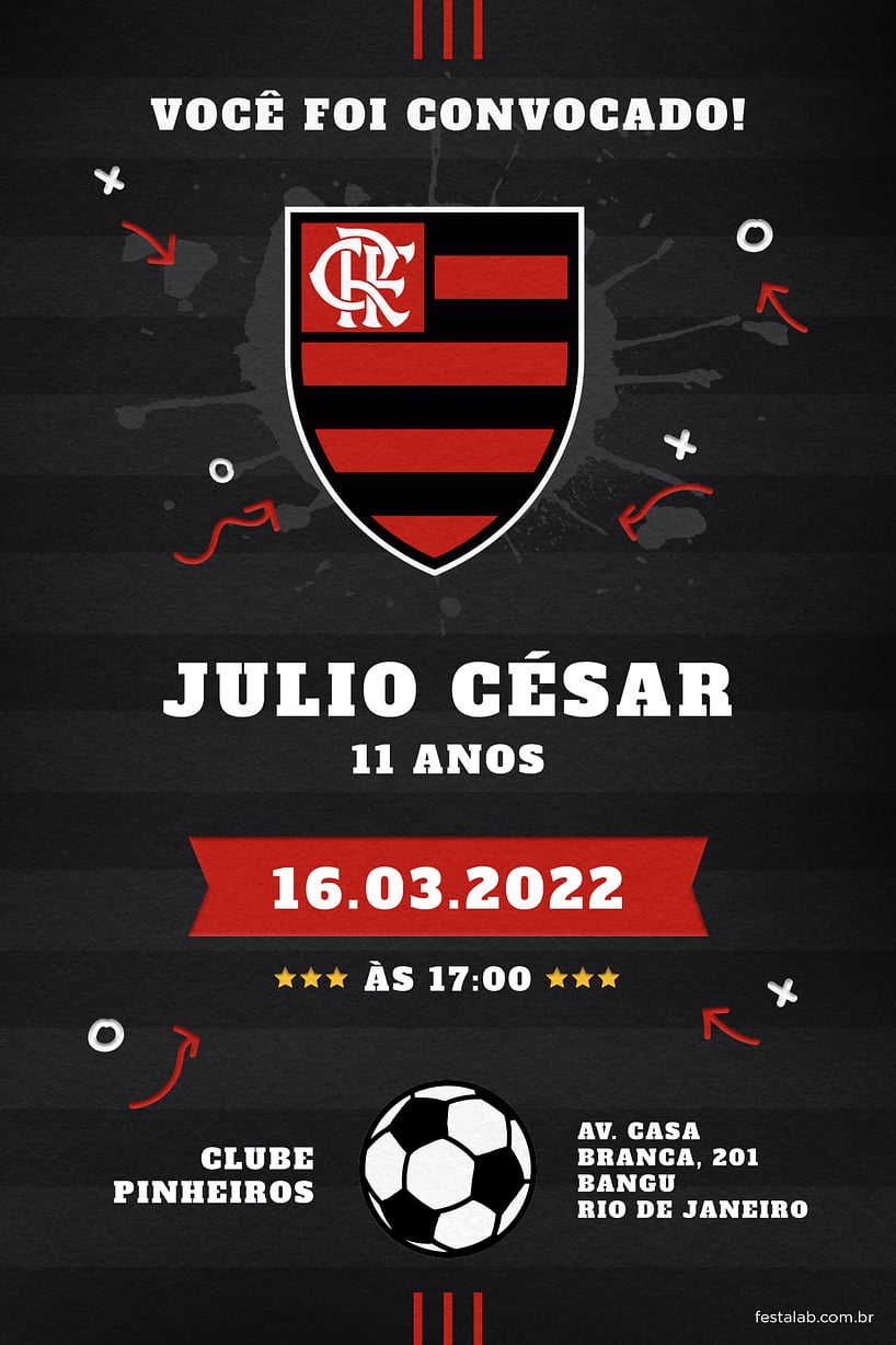 Modelo de Convite de Aniversario Adulto - Flamengao Criar convite de aniversário - Flamengão| FestaLab