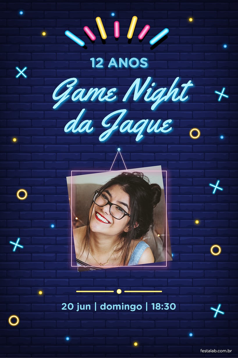 Modelo de Convite de Aniversario Adulto - Game Night Criar convite de aniversário - Game Night| FestaLab