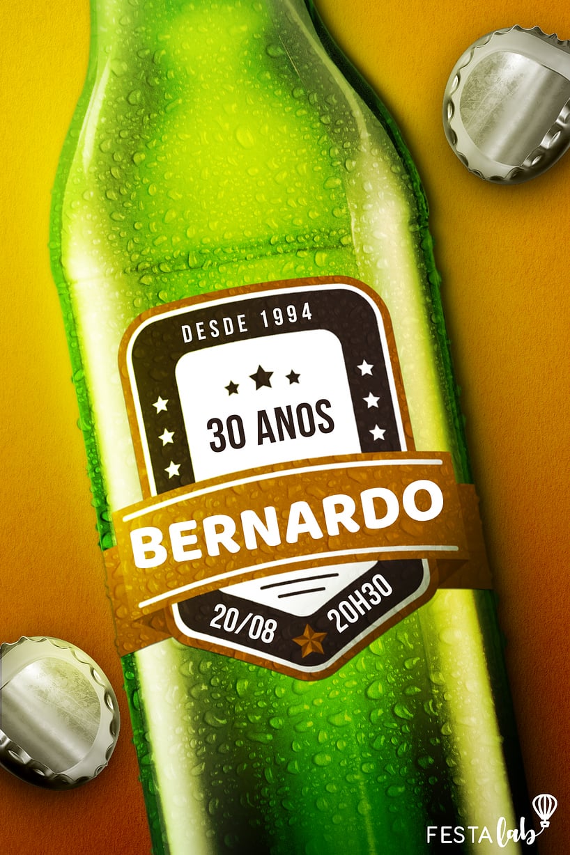 Modelo de Convite de Aniversario Adulto - Garrafa de Cerveja Criar convite de aniversário - Garrafa de Cerveja| FestaLab