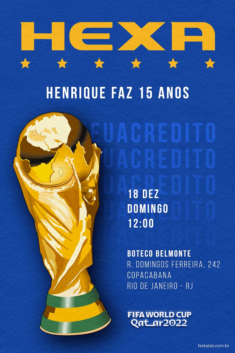 Modelo de Convite de Aniversario Adulto - Hexa Azul Criar convite de aniversário - Hexa Azul| FestaLab