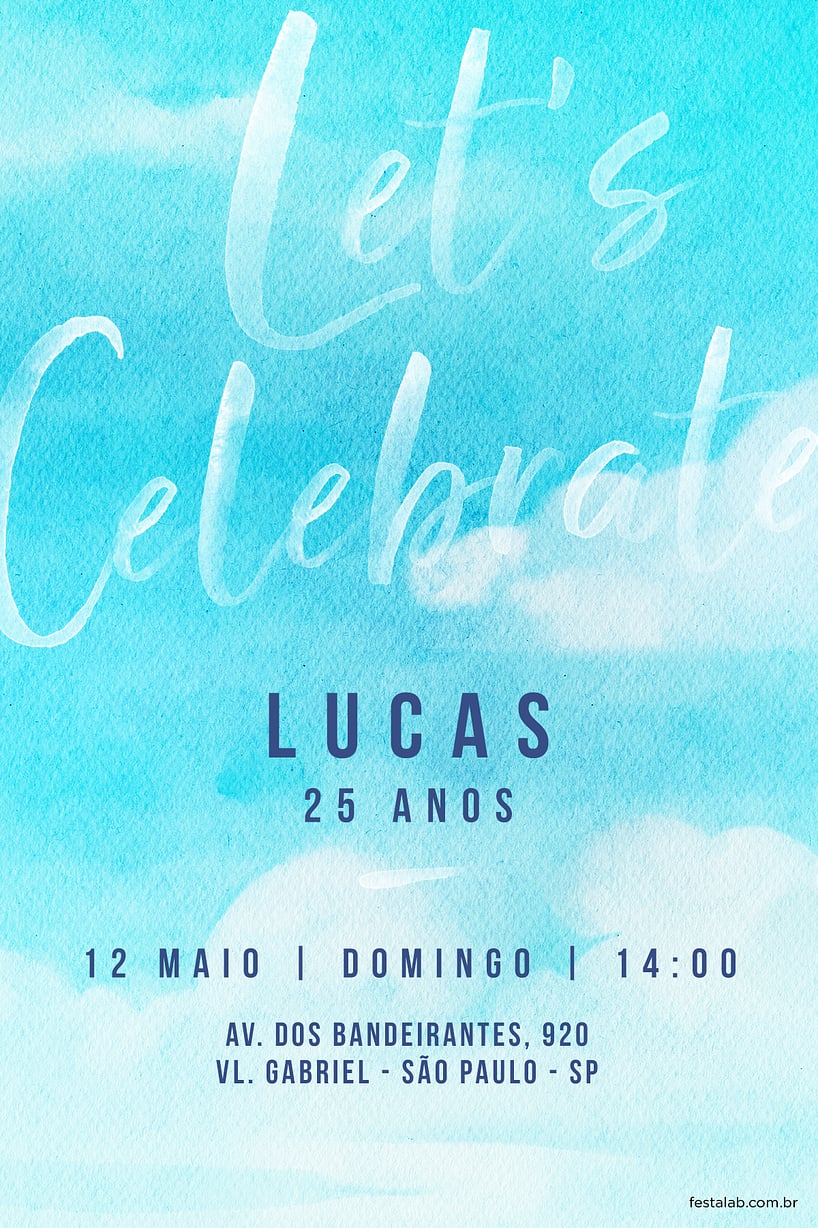 Modelo de Convite de Aniversario Adulto - Let's Celebrate Criar convite de aniversário - Let's Celebrate| FestaLab