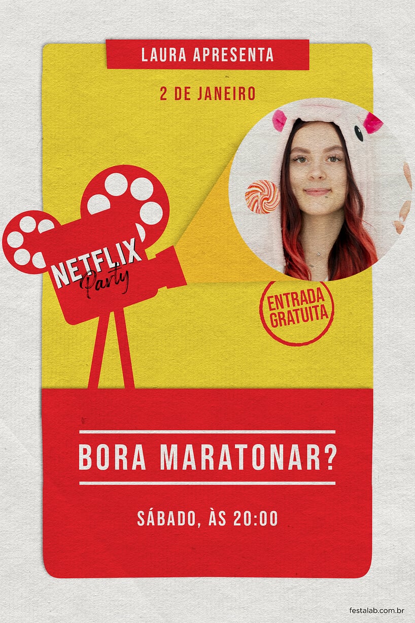 Modelo de Convite de Aniversario Adulto - netflix party Criar convite de aniversário - netflix party| FestaLab