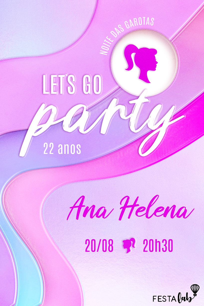 Modelo de Convite de Aniversario Adulto - Noite das Garotas Barbie Criar convite de aniversário - Noite das Garotas Barbie| FestaLab