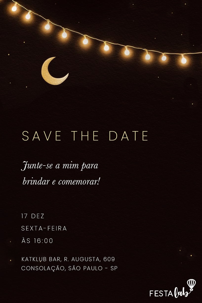 Modelo de Convite de Aniversario Adulto - Noite das Luzes Criar convite de aniversário - Noite das Luzes| FestaLab