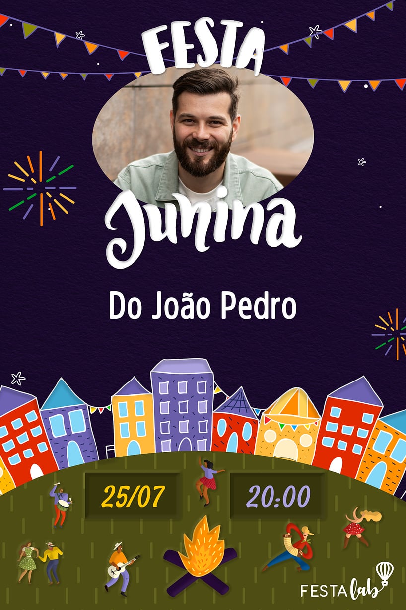 Modelo de Convite de Aniversario Adulto - Noite de Festa Junina Criar convite de aniversário - Noite de Festa Junina| FestaLab