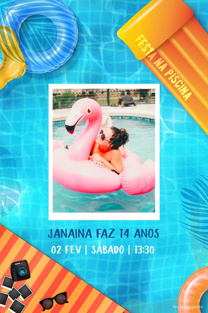 Modelo de Convite de Aniversario Adulto - PoolParty Criar convite de aniversário - PoolParty| FestaLab