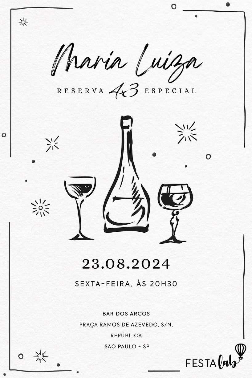 Modelo de Convite de Aniversario Adulto - Reserva Especial Criar convite de aniversário - Reserva Especial| FestaLab