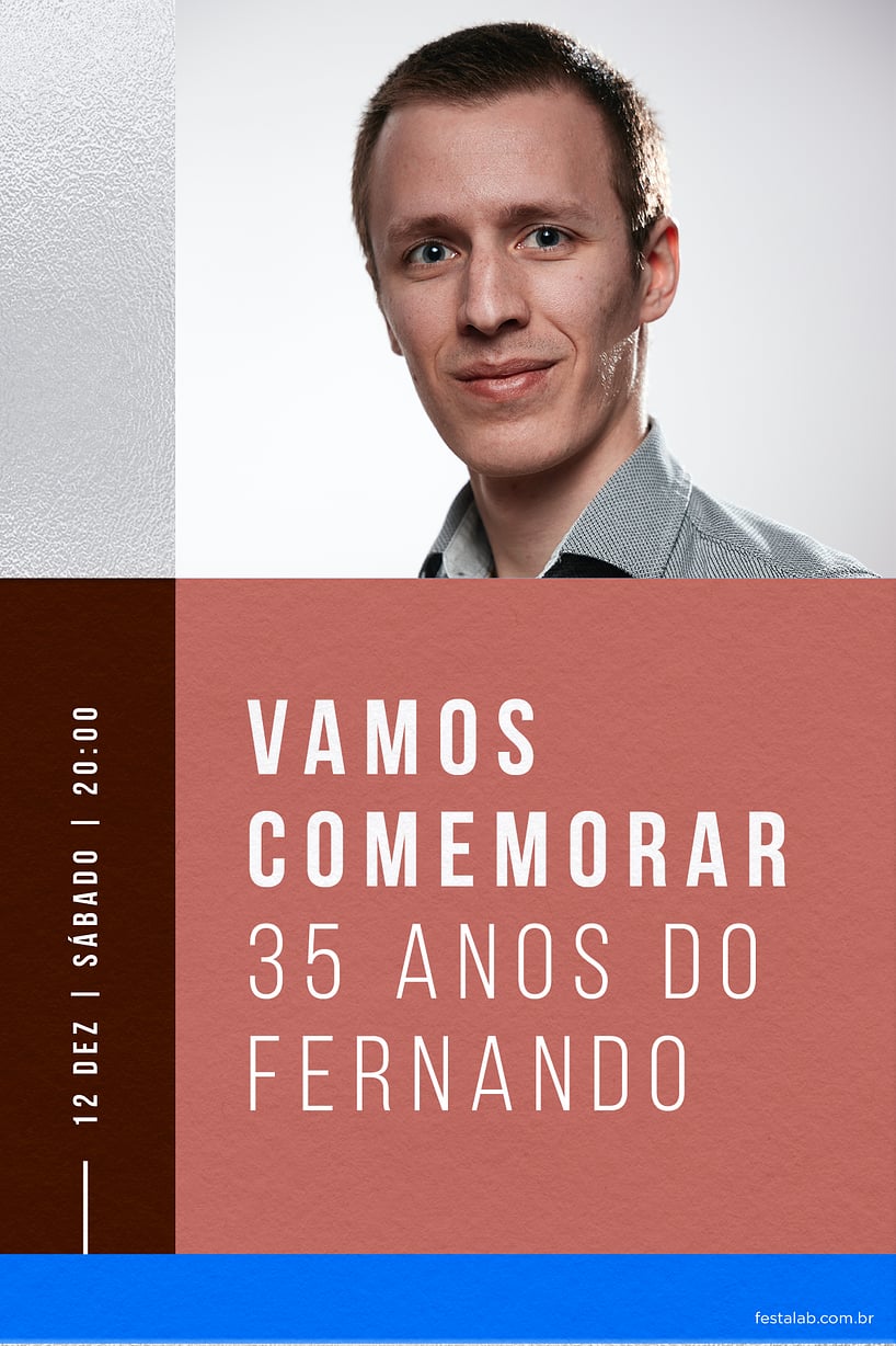 Modelo de Convite de Aniversario Adulto - Retangular Vermelho Criar convite de aniversário - Retangular Vermelho| FestaLab
