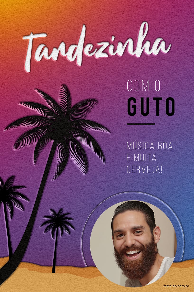 Modelo de Convite de Aniversario Adulto - Tardezinha roxa Criar convite de aniversário - Tardezinha roxa| FestaLab