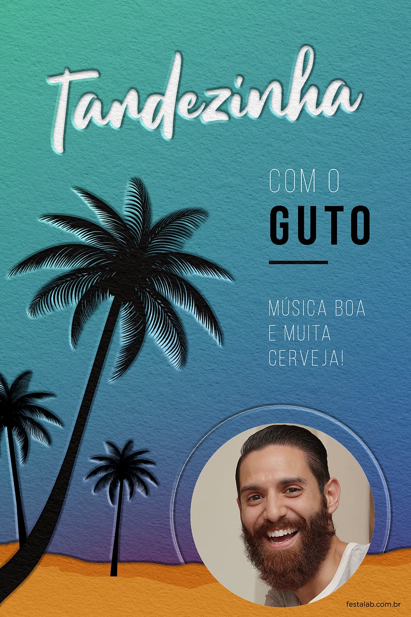 Modelo de Convite de Aniversario Adulto - Tardezinha verde Criar convite de aniversário - Tardezinha verde| FestaLab