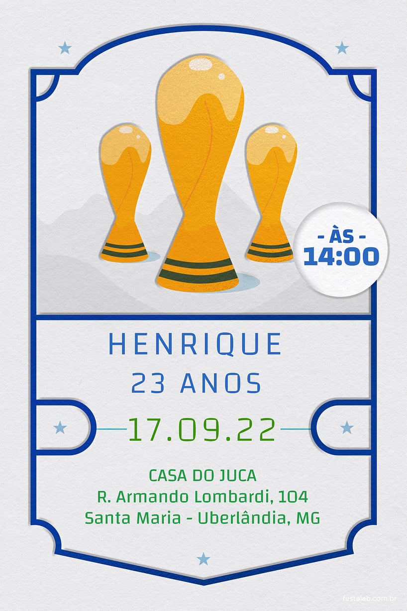 Modelo de Convite de Aniversario Adulto - Torcida Criar convite de aniversário - Torcida| FestaLab