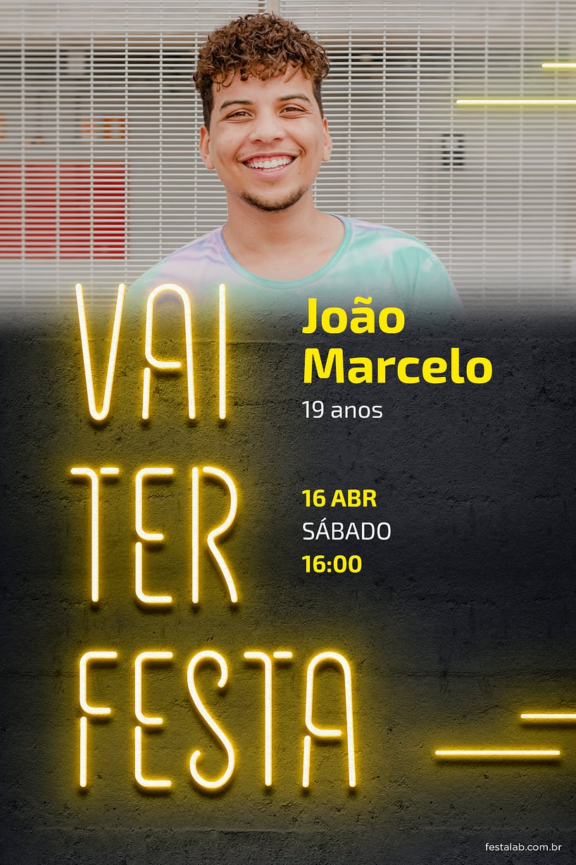 Modelo de Convite de Aniversario Adulto - Vai ter Neon Criar convite de aniversário - Vai ter Neon| FestaLab