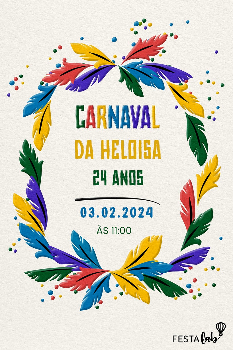 Modelo de Convite de Aniversario Adulto - Vem pro bloco Criar convite de aniversário - Vem pro bloco| FestaLab