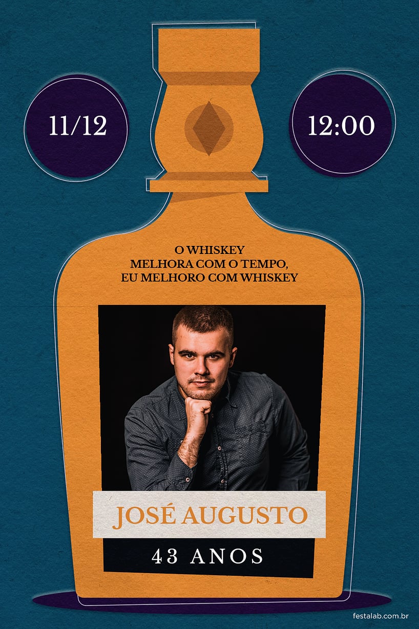 Modelo de Convite de Aniversario Adulto - Whisky azul Criar convite de aniversário - Whisky azul| FestaLab