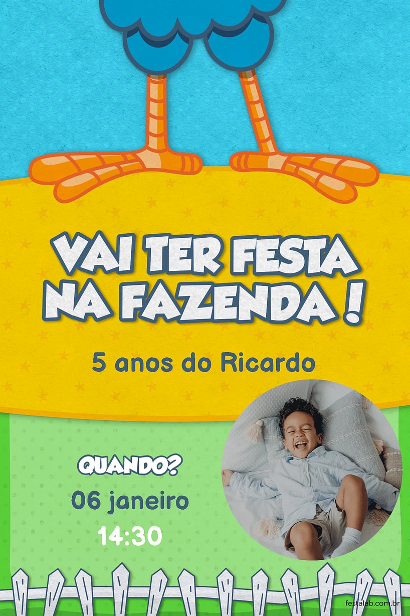Modelo de Convite de Aniversario - A Galinha Pintadinha Criar convite de aniversário - A Galinha Pintadinha| FestaLab
