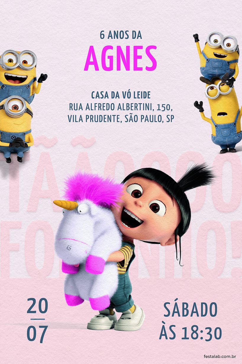 Modelo de Convite de Aniversario - Agnes Criar convite de aniversário - Agnes| FestaLab